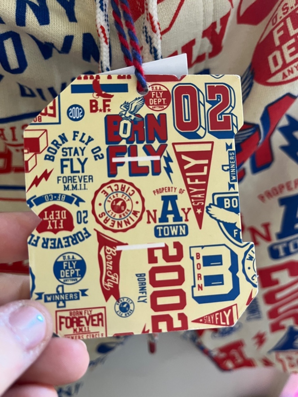 Born to Fly red and blue graphic men’s shorts, NWT - Picture 2 of 4